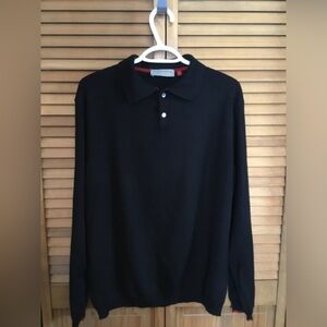 Men Italian Merino Wool Blend Long Leave Polo Size L